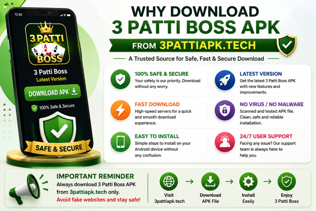 Why download 3 Patti Boss APK safely from 3pattiapk.tech